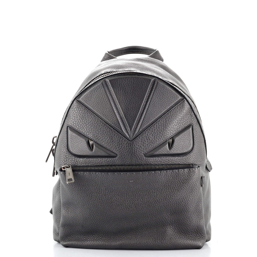 Fendi Chiodo Shadow Diagonal - Black leather backpack | Fendi
