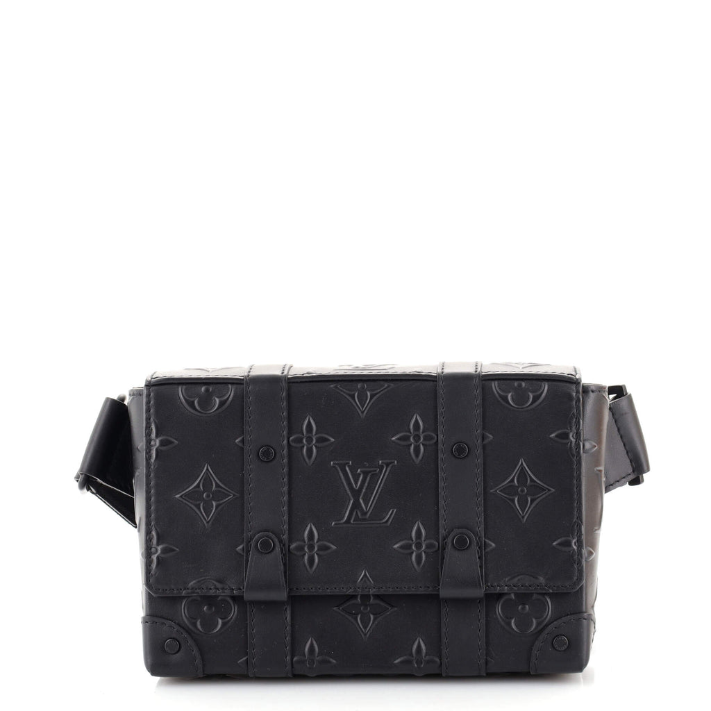 Louis Vuitton Trunk Slingbag Monogram Seal Leather Black 1330526