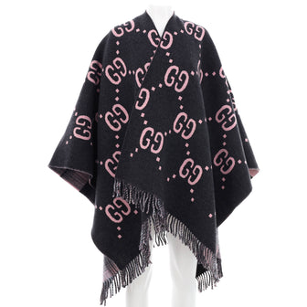 Gucci Women's Reversible Cape GG Wool and Tartan