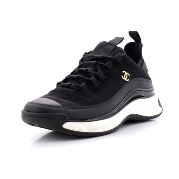 Chanel Women's CC Cap Toe Logo Sneakers Leather and Mixed Fibers with Velvet