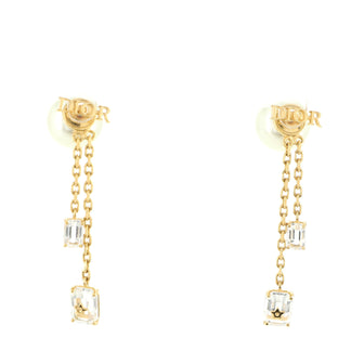 Christian Dior Tribales Dangle Chain Earrings Metal with Faux Pearls and Crystals