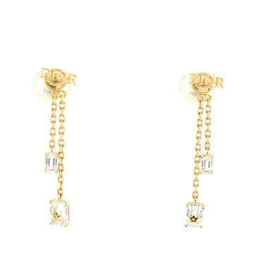 Christian Dior Tribales Dangle Chain Earrings Metal with Faux Pearls and Crystals