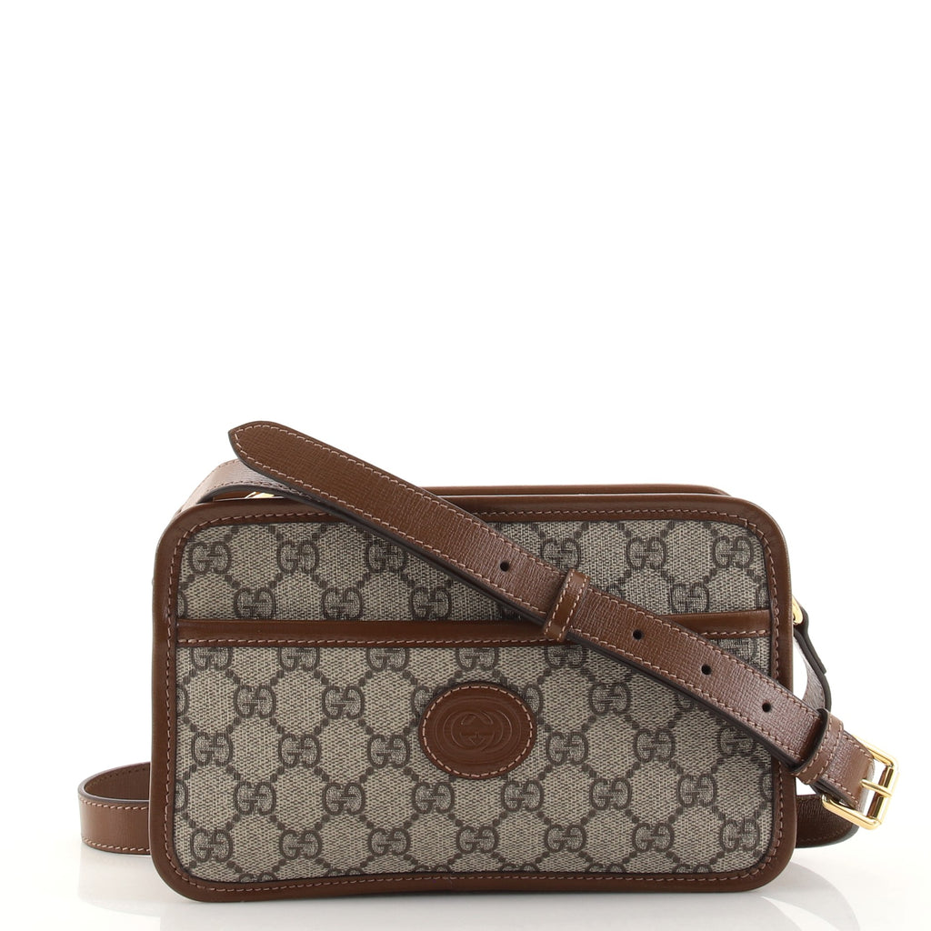 Gucci Interlocking G Patch Sling Bag GG Coated Canvas Small Brown