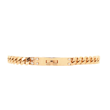 Hermes Kelly Gourmette Bracelet 18K Rose Gold with Diamonds Very Small