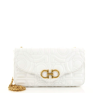 Salvatore Ferragamo Gancini Chain Wallet Gancini Quilted Leather Mini