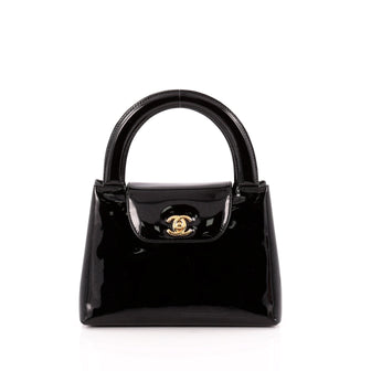 Chanel Vintage Top Handle Flap Bag Patent Small
