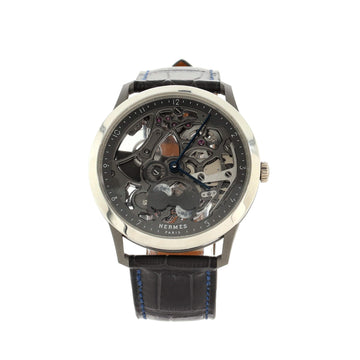 Hermes Slim d'Hermes Squelette Lune Automatic Watch Platinum with Titanium and Alligator 40