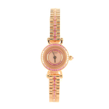 Hermes Faubourg Quartz Watch Rose Gold and Sapphires with Sapphire Bezel and Dial 16