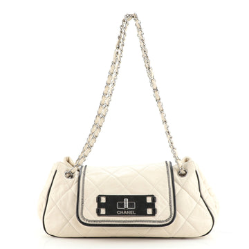 Chanel East West Mademoiselle Accordion Flap Bag Quilted Lambskin Small