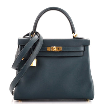 Hermes Kelly Handbag Green Swift with Gold Hardware 25