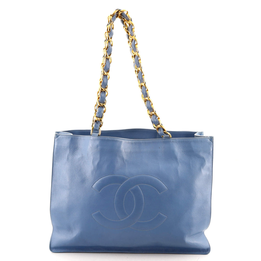 Chanel Vintage CC Chain Tote Lambskin Large Blue 1331751