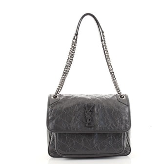 Saint Laurent Niki Chain Flap Bag Matelasse Chevron Leather Medium