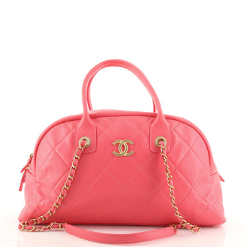 Chanel CC Top Handle Dome Bowling Bag Quilted Calfskin Large