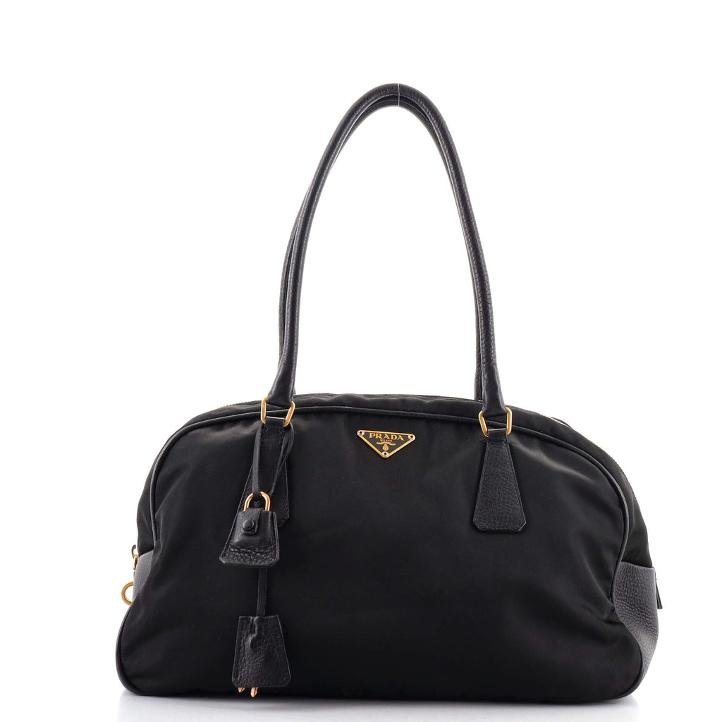 Prada Bowling Shoulder Bag Tessuto Medium Black 1332071