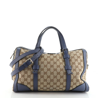 Gucci Belted Handle Boston Bag GG Canvas Large