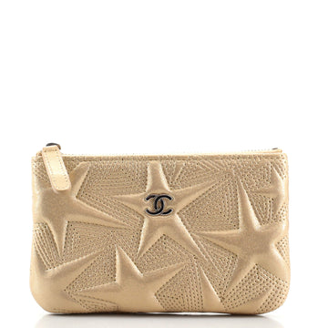 Chanel Classic O Case Pouch Star Embossed Lambskin Mini