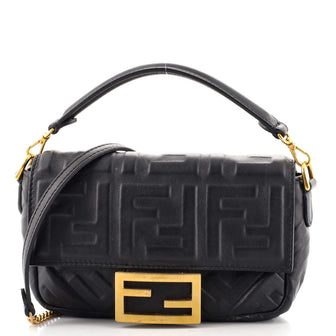Fendi Baguette NM Bag Zucca Embossed Leather Mini