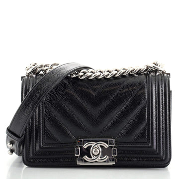 Chanel Boy Flap Bag Chevron Caviar Small
