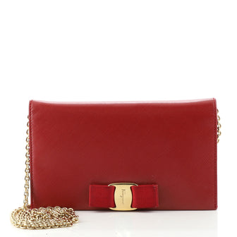 Salvatore Ferragamo Miss Vara Chain Wallet Saffiano Leather