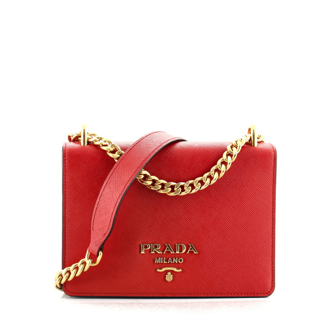 Prada Chain Flap Bag Saffiano Leather Small at 1stDibs  prada saffiano  flap bag, red prada bag with chain, prada flap bag saffiano