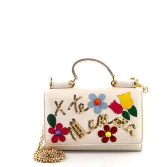 Dolce & Gabbana Sicily Wallet on Chain Embellished Leather Mini