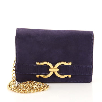 Salvatore Ferragamo Vintage Gancini Chain Flap Bag Suede Mini