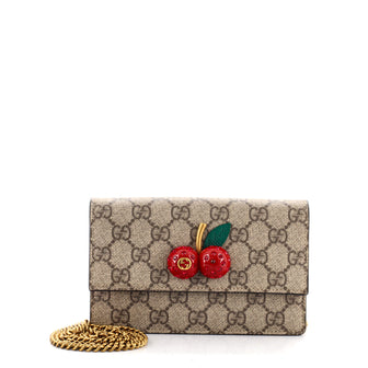 Gucci Cherries Wallet on Chain GG Coated Canvas Mini