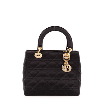 Christian Dior Vintage Lady Dior Handbag Cannage Quilt Satin with Crystals Medium
