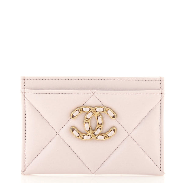 Chanel 19 Card Holder Quilted Lambskin Pink 1332902