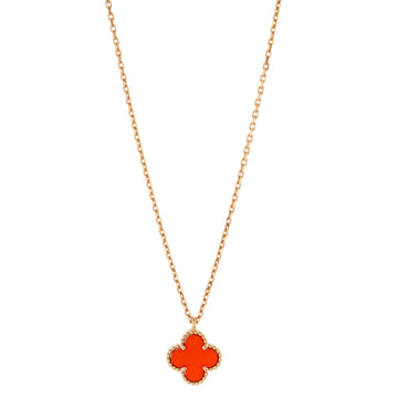 Van Cleef & Arpels Sweet Alhambra Pendant Necklace 18K Rose Gold and Carnelian