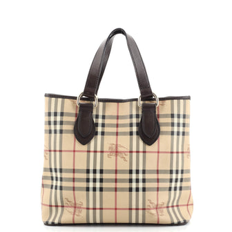 Burberry Onslow Tote Haymarket Coated Canvas Small