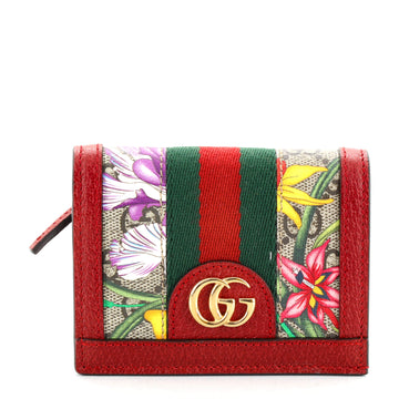 Gucci Ophidia Flap Card Case Flora GG Coated Canvas