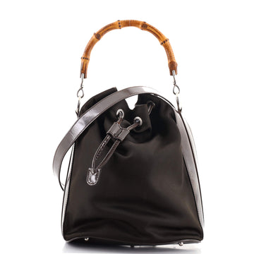 Gucci Vintage Bamboo Bucket Bag Nylon and Leather Small