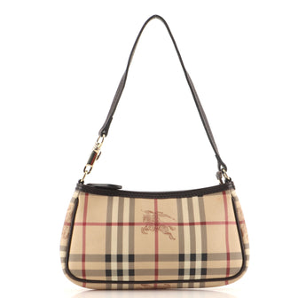 Burberry Pochette Shoulder Bag Haymarket Coated Canvas