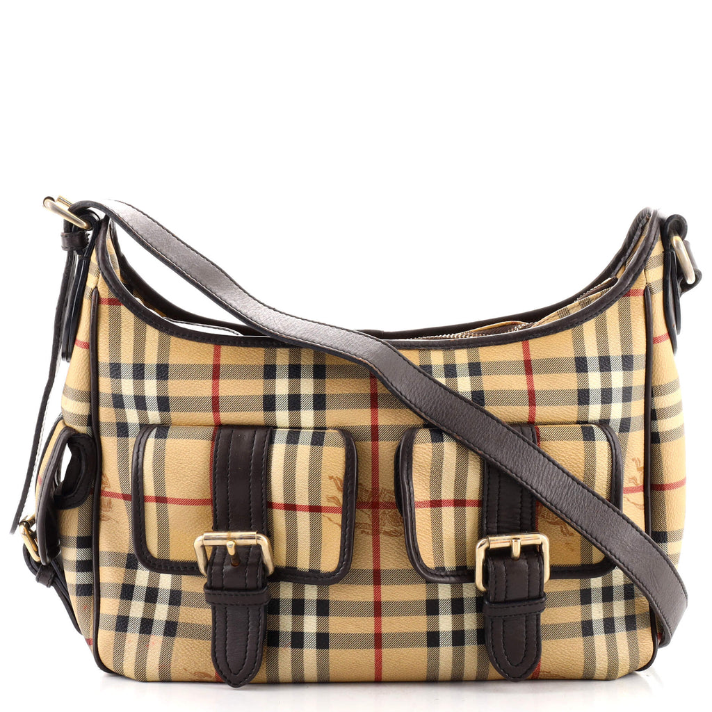Burberry バッグ Burberry Double Front Pocket Shoulder Bag Haymarket Coated Canvas