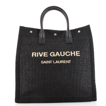 Saint Laurent Rive Gauche Shopper Tote Raffia with Canvas Tall
