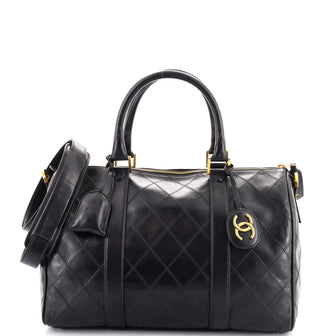 Chanel Vintage Diamond Stitch Boston Bag Quilted Lambskin Medium