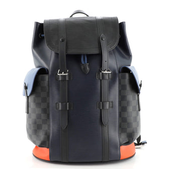 louis vuitton christopher backpack epi Louis Vuitton Christopher Backpack Epi Leather with Damier Graphite PM Black 133336139