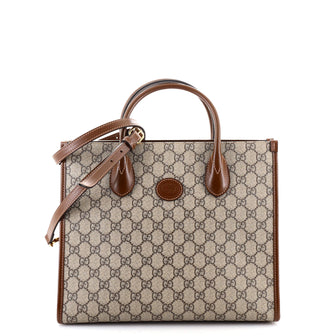Gucci Structured Top Handle Open Tote GG Coated Canvas Small