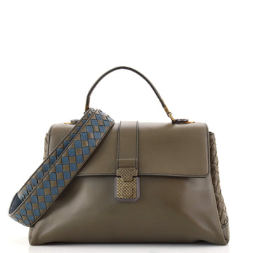 Bottega Veneta Piazza Top Handle Bag Leather with Intrecciato Detail Medium