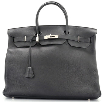 Hermes Birkin Handbag Black Togo with Palladium Hardware 40
