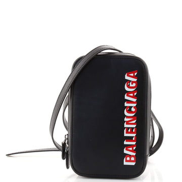 Balenciaga Cash Zip Phone Holder Crossbody Bag Leather