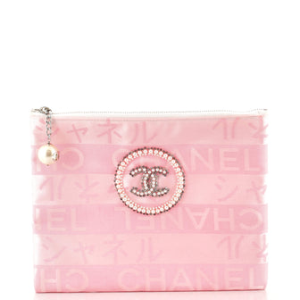 Chanel Vintage Ginza Pearl Pouch Jacquard Satin