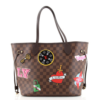 Louis Vuitton Neverfull NM Tote Limited Edition Patches Damier MM
