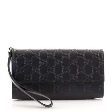 Gucci Wristlet Travel Flap Wallet Guccissima Leather