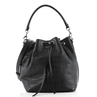 Saint Laurent Emmanuelle Bucket Bag Crocodile Embossed Leather Medium