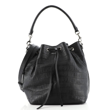 Saint Laurent Emmanuelle Bucket Bag Crocodile Embossed Leather Medium