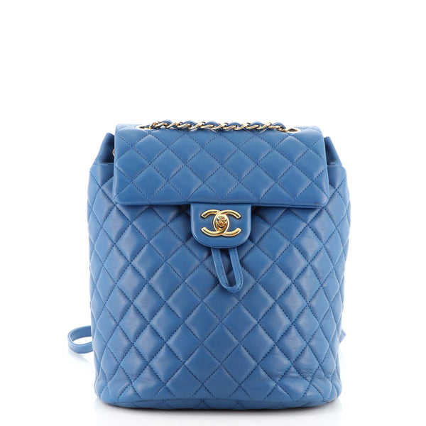 Chanel Urban Spirit Backpack Quilted Lambskin Small Blue 13333699