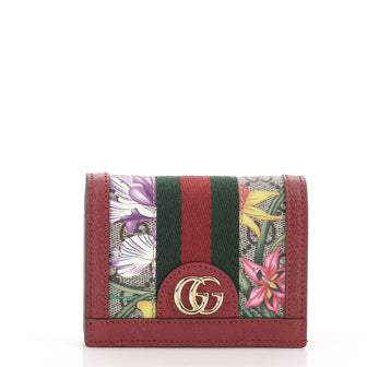Gucci Ophidia Flap Card Case Flora GG Coated Canvas