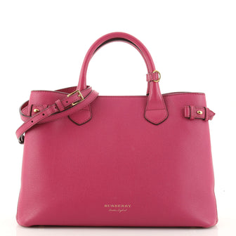 Burberry Banner Tote Leather and House Check Canvas Medium